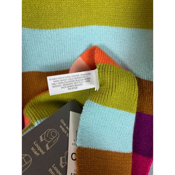 Bright Multicolor Striped Convertible Wrap Scarf By On-34th OS New With Tag's - Picture 6 of 6